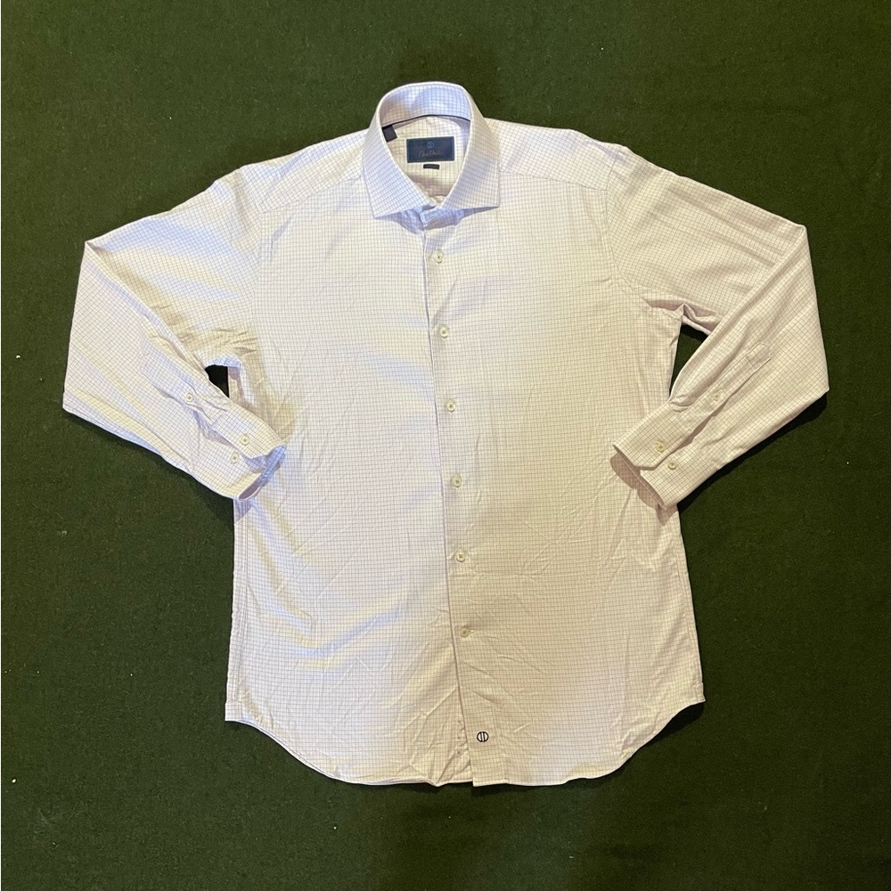 David Donahue • Lilac Check Trim Dress Shirt 16.5 - 32/33